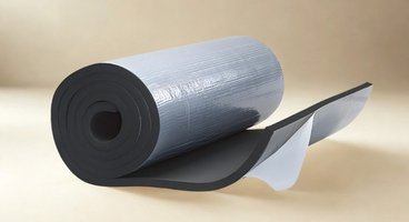 unrolled roll of black foam
